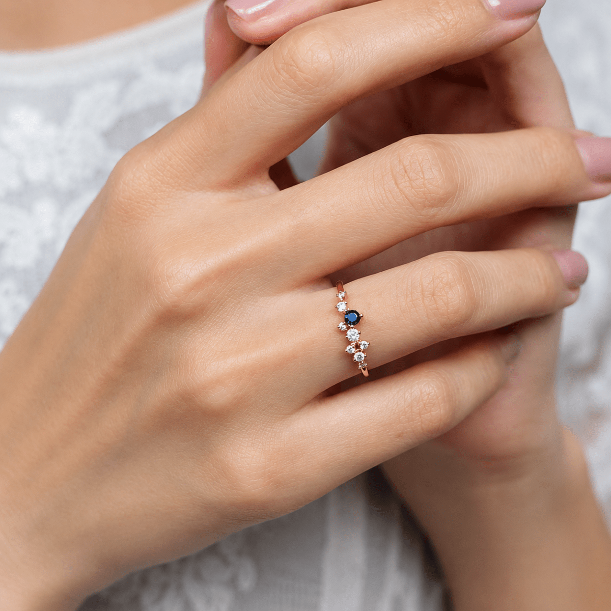 Sapphire Diamond Gold Ring Iwona - SOVATS