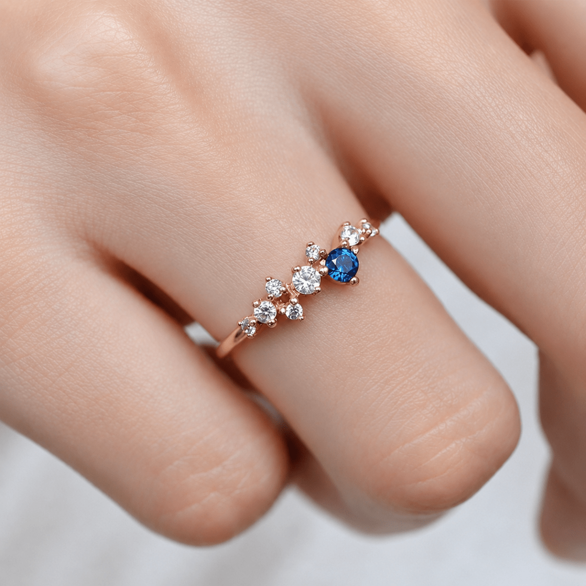 Sapphire Diamond Gold Ring Iwona - SOVATS