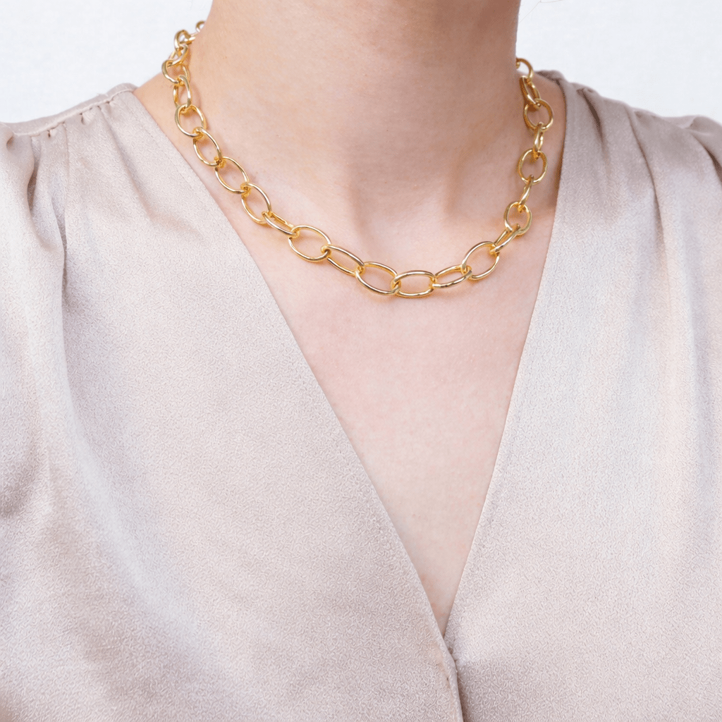 Small Oval Link Gold Necklace Parisa - SOVATS