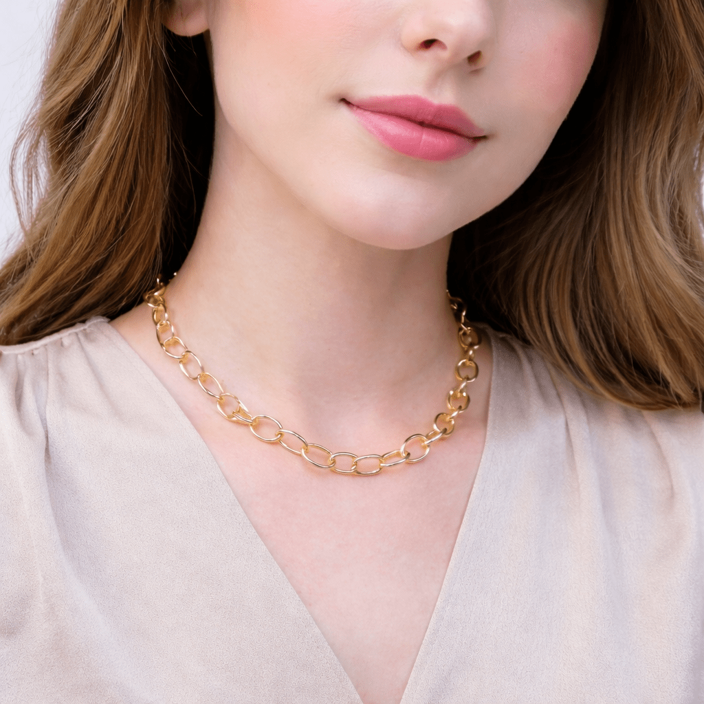 Small Oval Link Gold Necklace Parisa - SOVATS