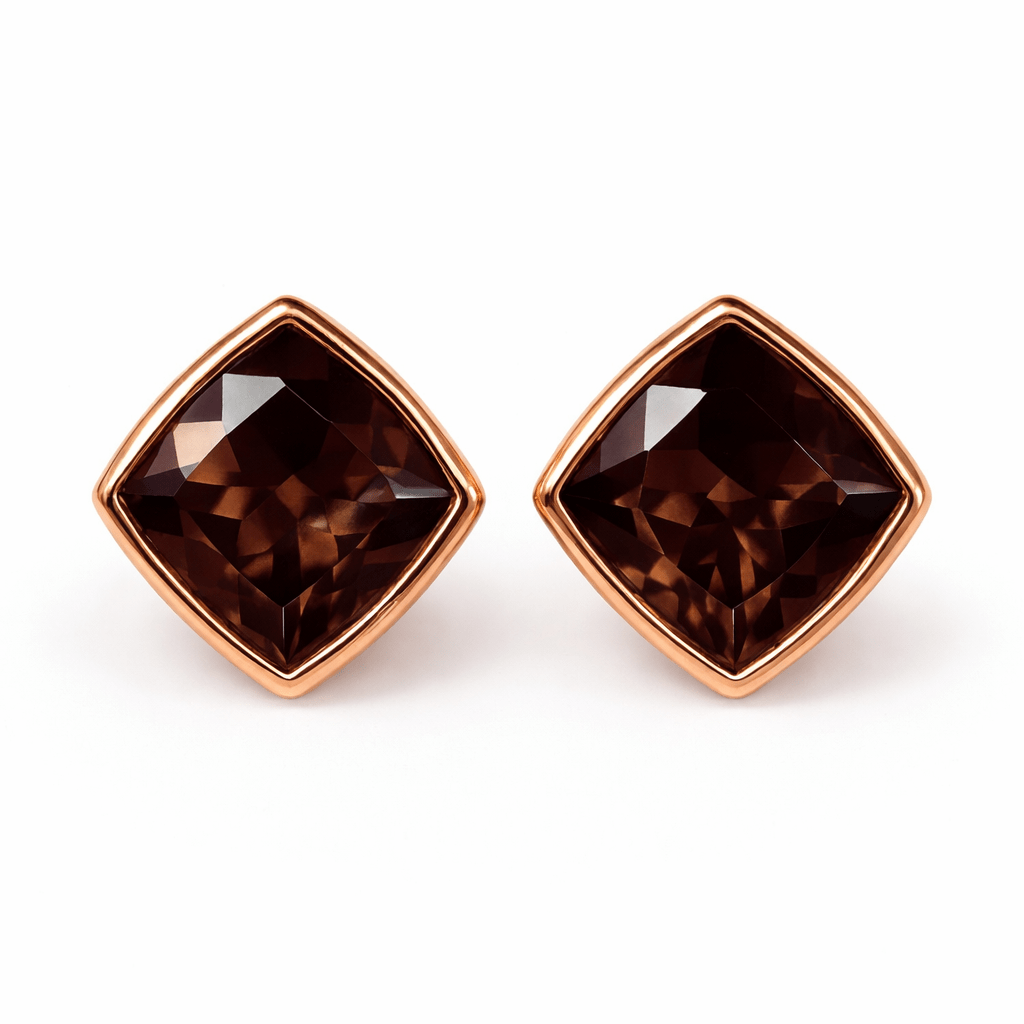 Smoky Quartz Gold Earrings Nanda - SOVATS