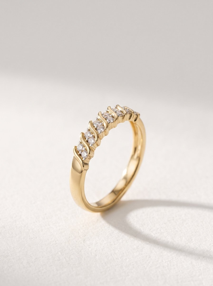 Swirl Double Row Lab Diamond Band in 14K Gold - SOVATS