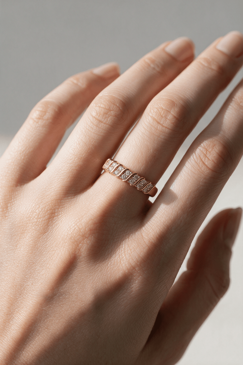 Swirl Double Row Lab Diamond Band in 14K Gold - SOVATS