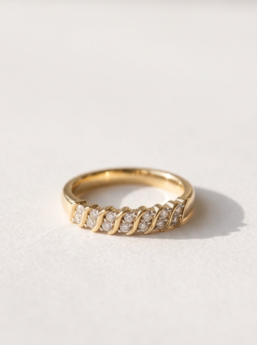 Swirl Double Row Lab Diamond Band in 14K Gold - SOVATS