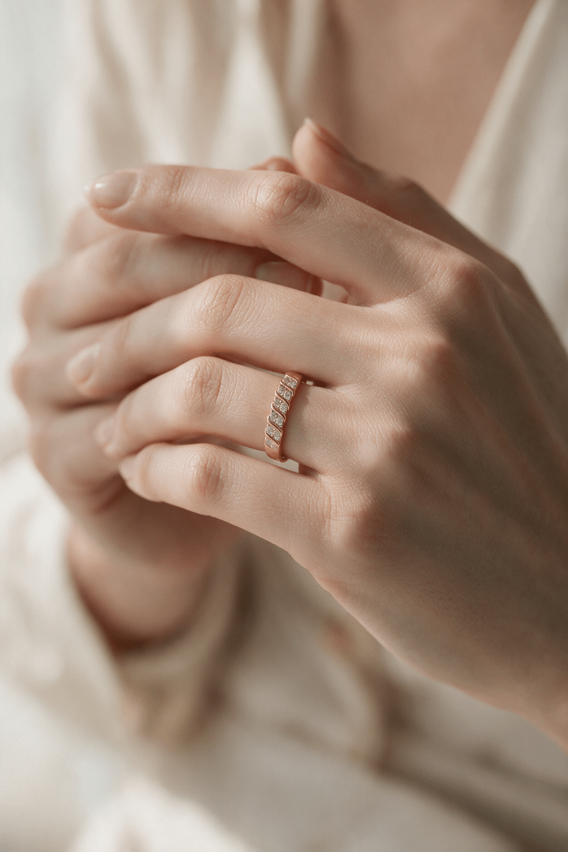 Swirl Double Row Lab Diamond Band in 14K Gold - SOVATS