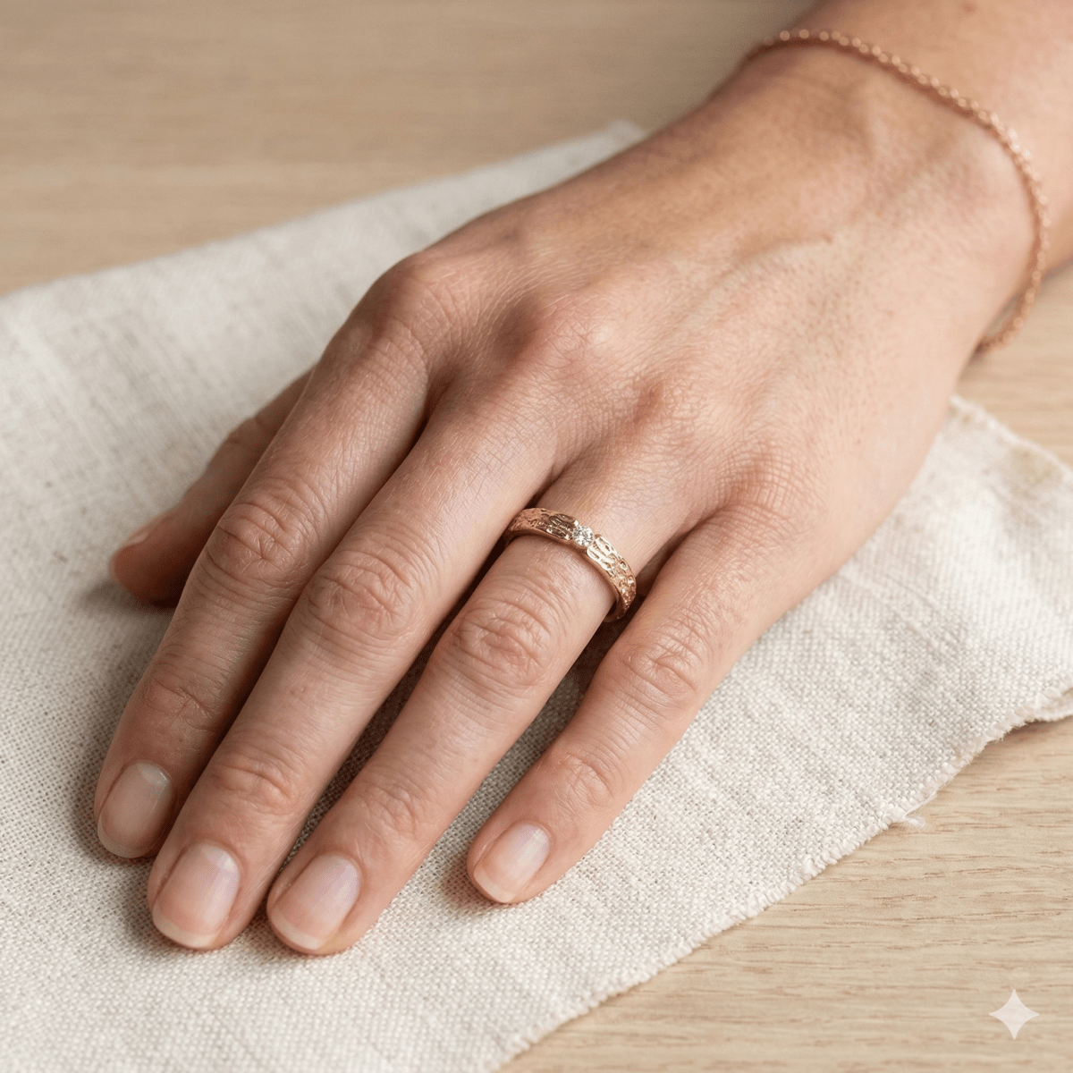 Textured Diamond Band Gold Ring Iris - SOVATS