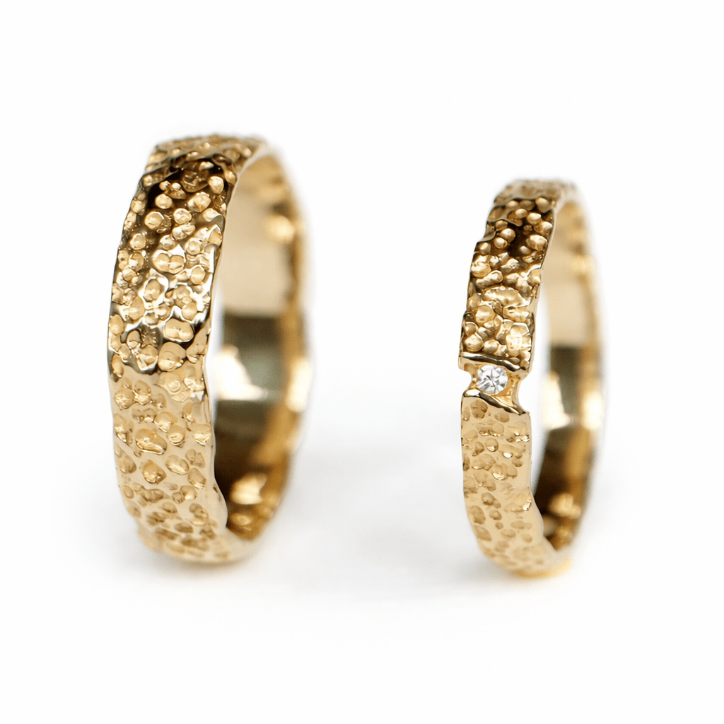 Textured Wedding Diamond Gold Ring Set Augusta - SOVATS