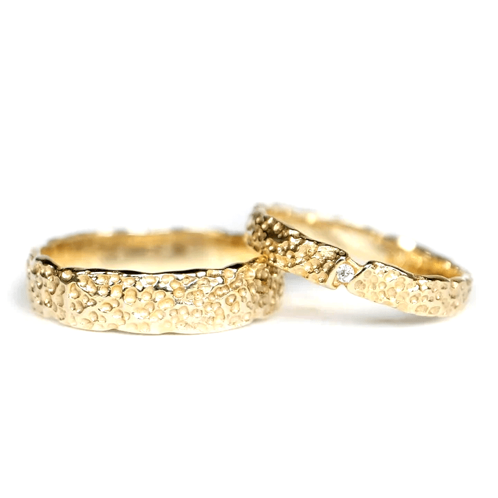 Textured Wedding Diamond Gold Ring Set Augusta - SOVATS