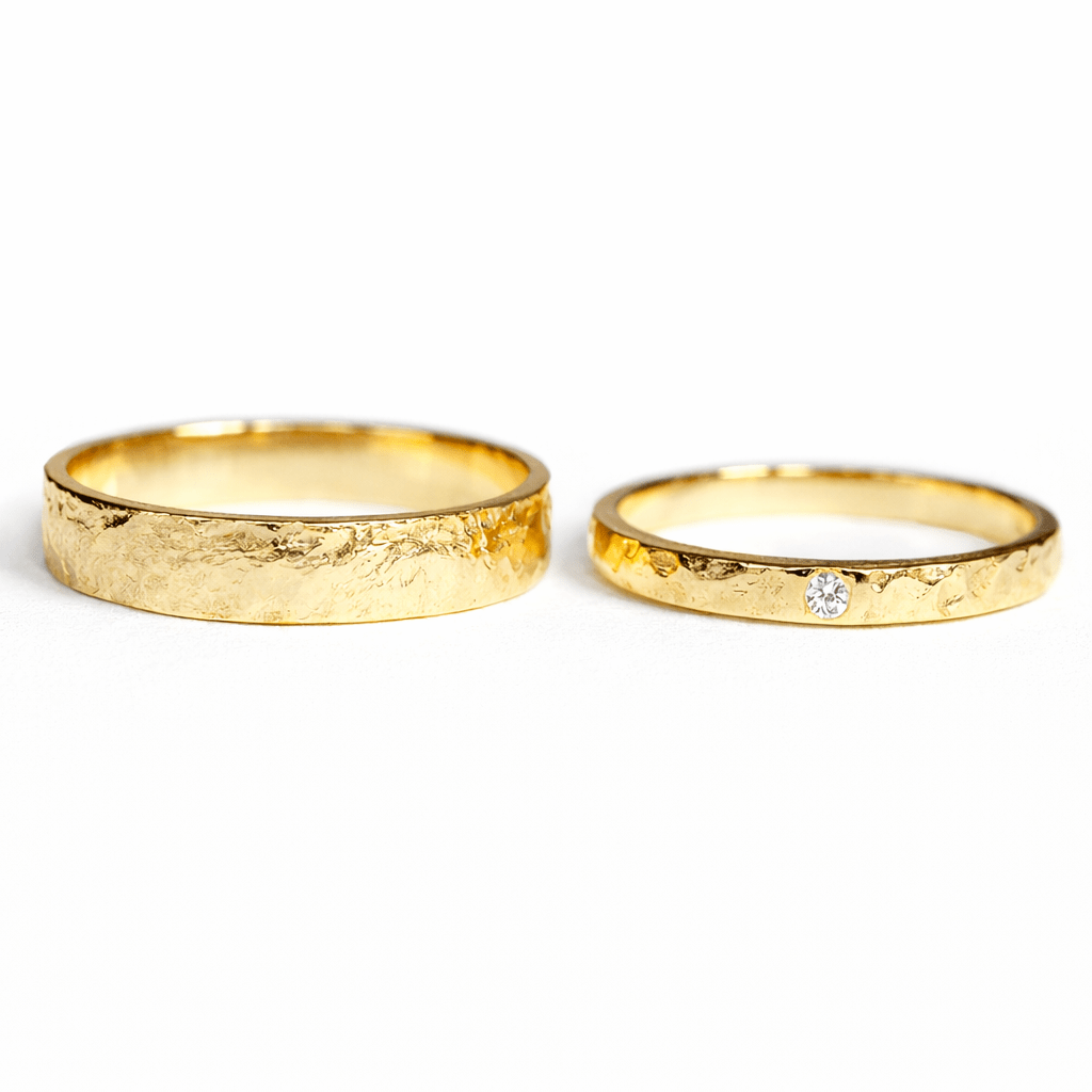 Textured Wedding Diamond Gold Ring Set Devi - SOVATS