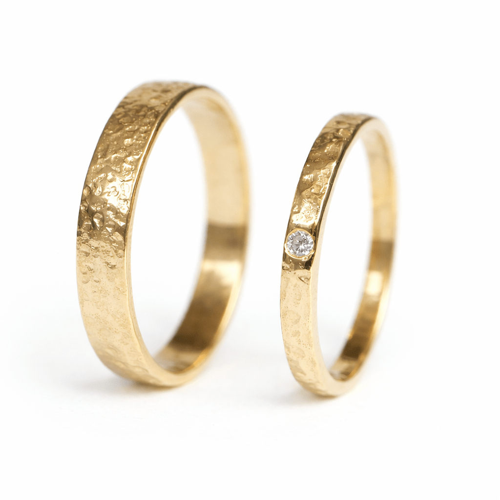 Textured Wedding Diamond Gold Ring Set Devi - SOVATS