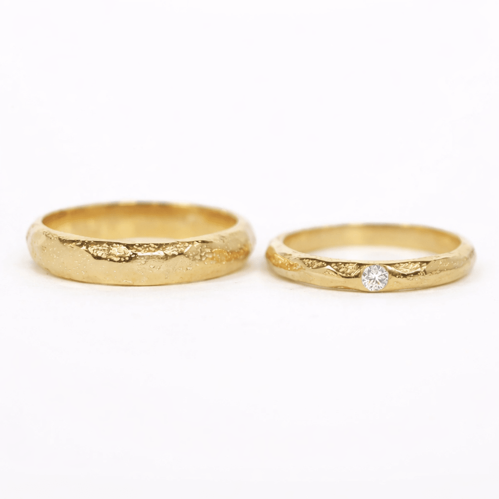 Textured Wedding Diamond Gold Ring Set Laura - SOVATS