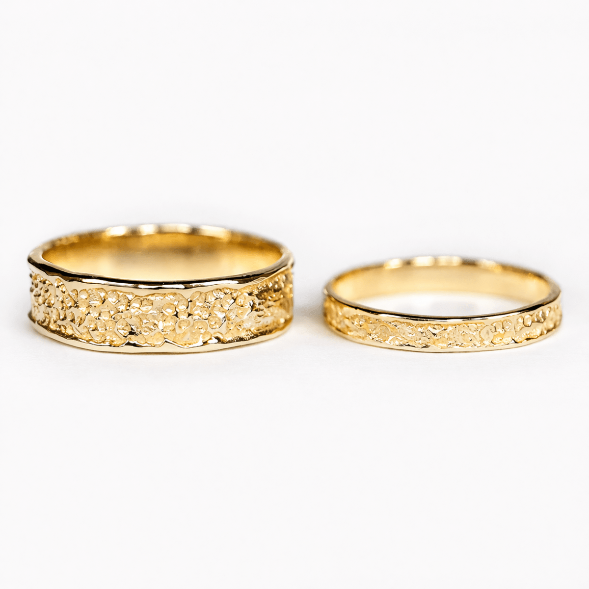 Textured Wedding Gold Ring Set Nasar - SOVATS