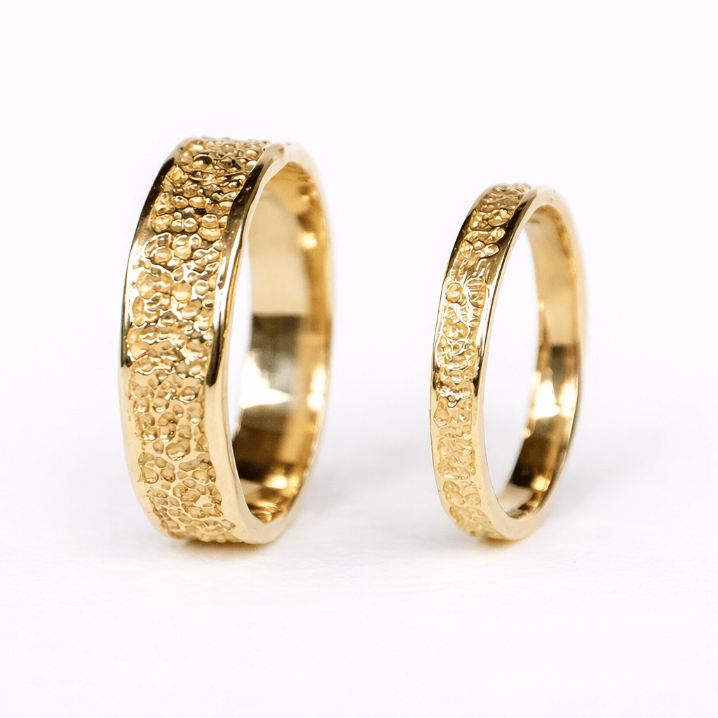 Textured Wedding Gold Ring Set Nasar - SOVATS