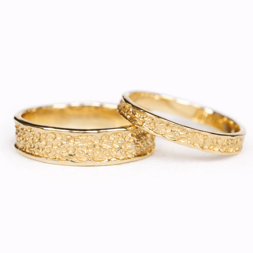 Textured Wedding Gold Ring Set Nasar - SOVATS