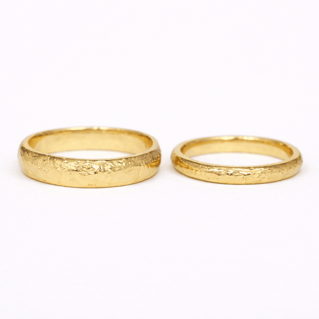 Textured Wedding Gold Ring Set Natalia - SOVATS