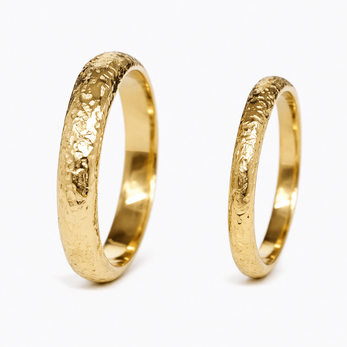 Textured Wedding Gold Ring Set Natalia - SOVATS
