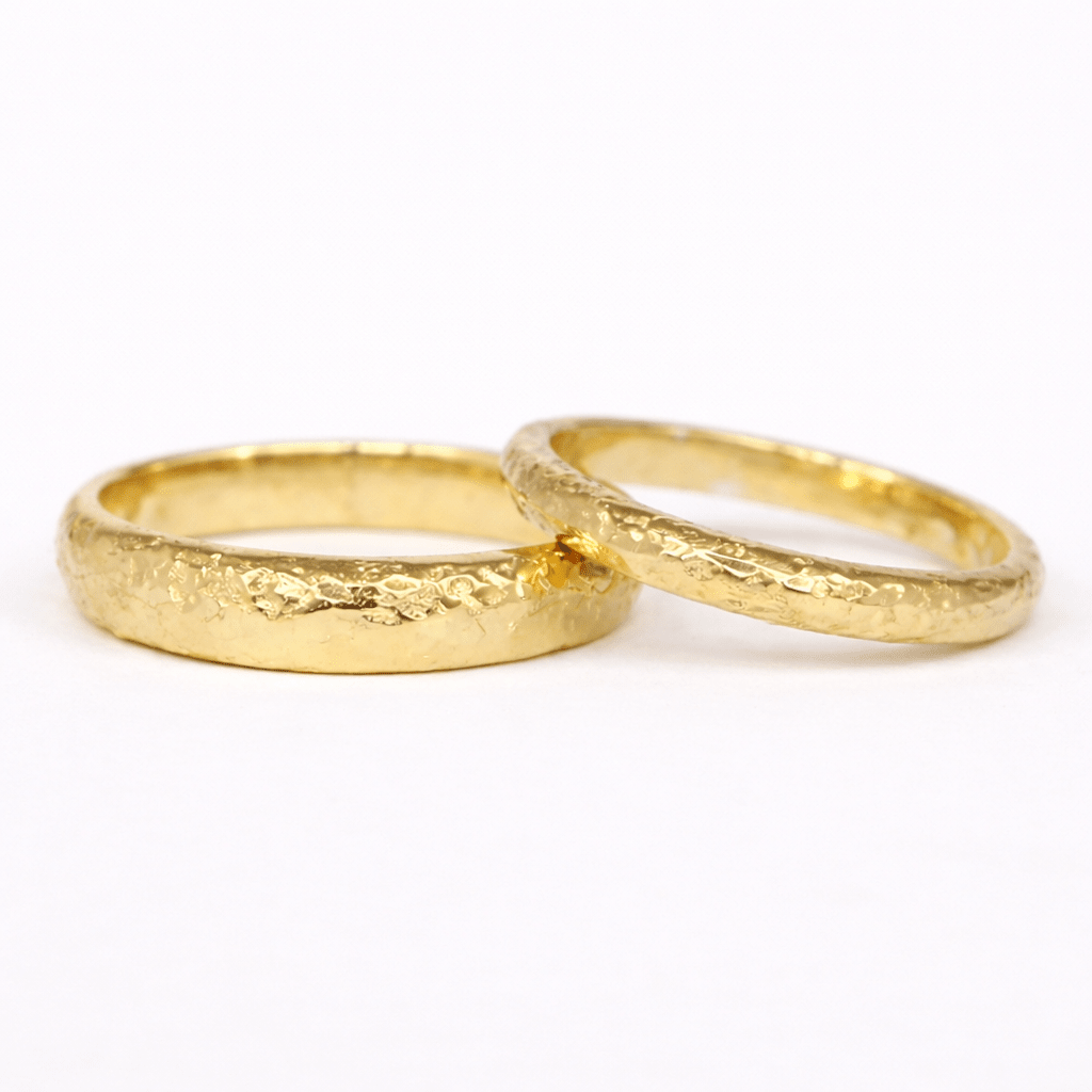 Textured Wedding Gold Ring Set Natalia - SOVATS