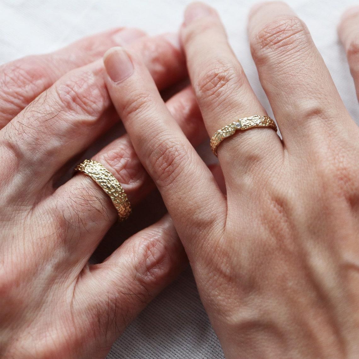 Textured Wedding Ring Set Augusta - SOVATS