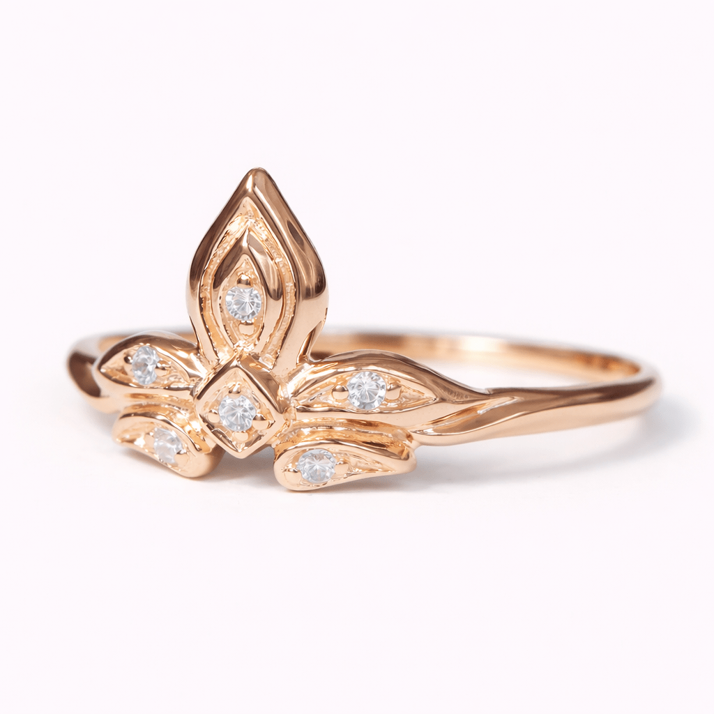 Thai Art Inspired Diamond Gold Ring Mali - SOVATS