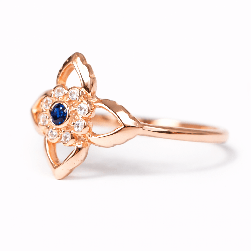 Thai Art Inspired Sapphire Diamond Gold Ring Udon - SOVATS