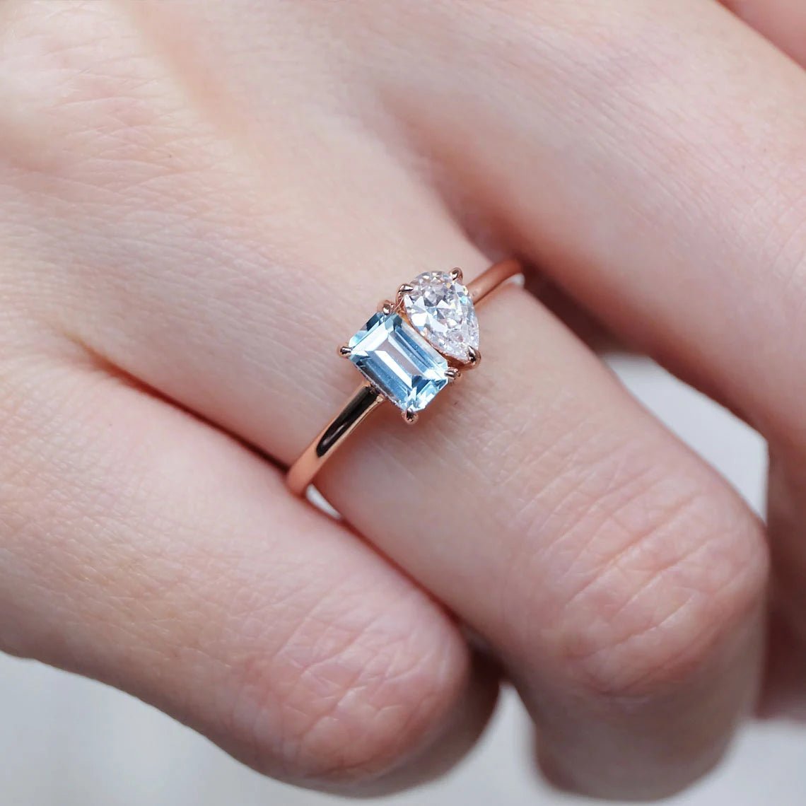 Toi et Moi Aquamarine Ring Marian - SOVATS