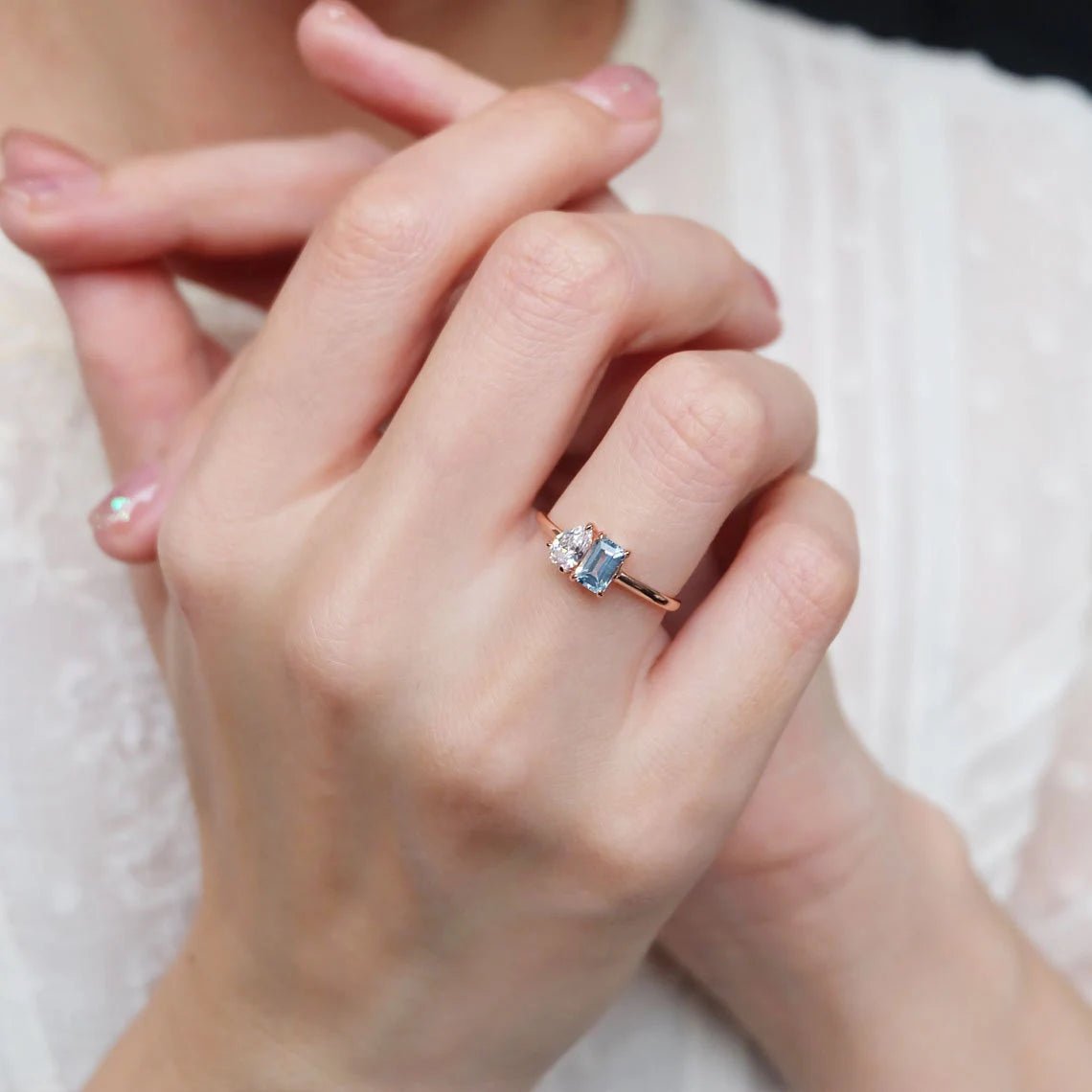 Toi et Moi Aquamarine Ring Marian - SOVATS