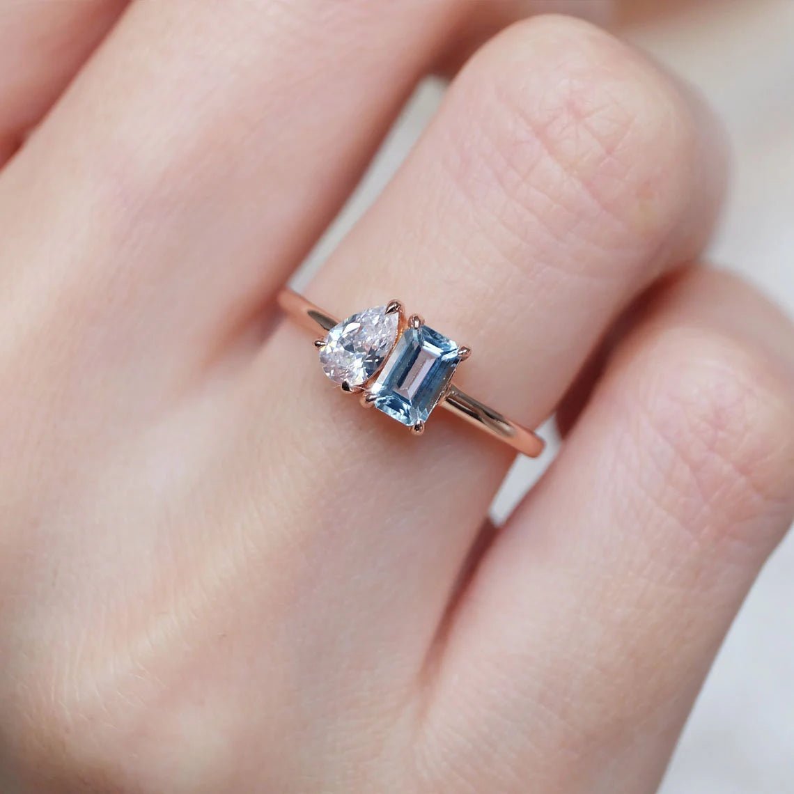 Toi et Moi Aquamarine Ring Marian - SOVATS