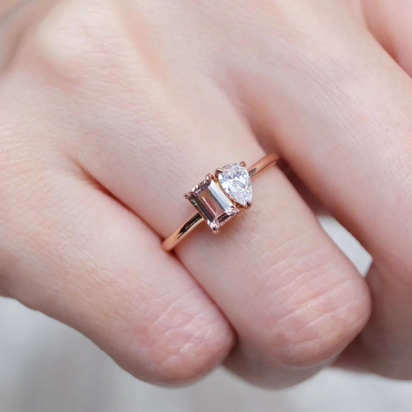 Toi et Moi Morganite Ring Marian - SOVATS