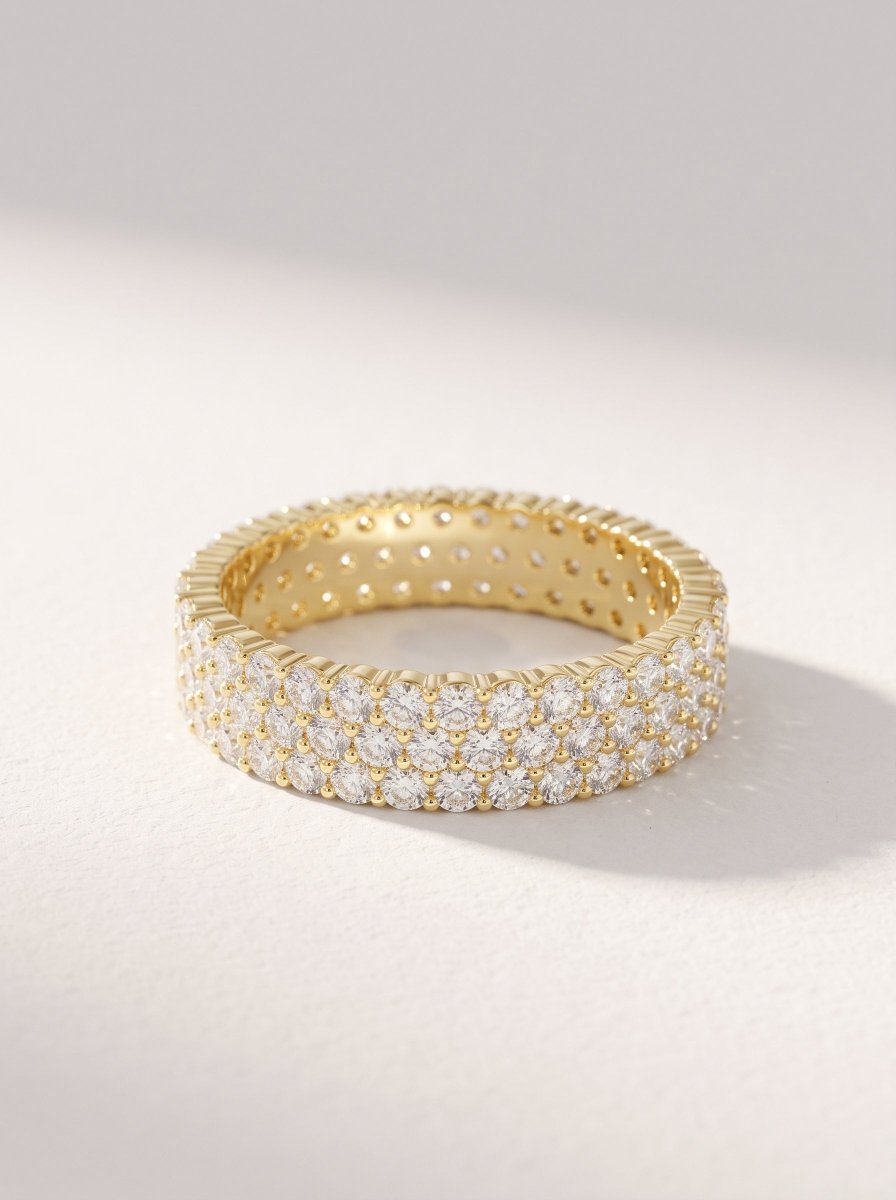 Triple Row Pavé Lab Diamond Eternity Band in 14K Gold - SOVATS