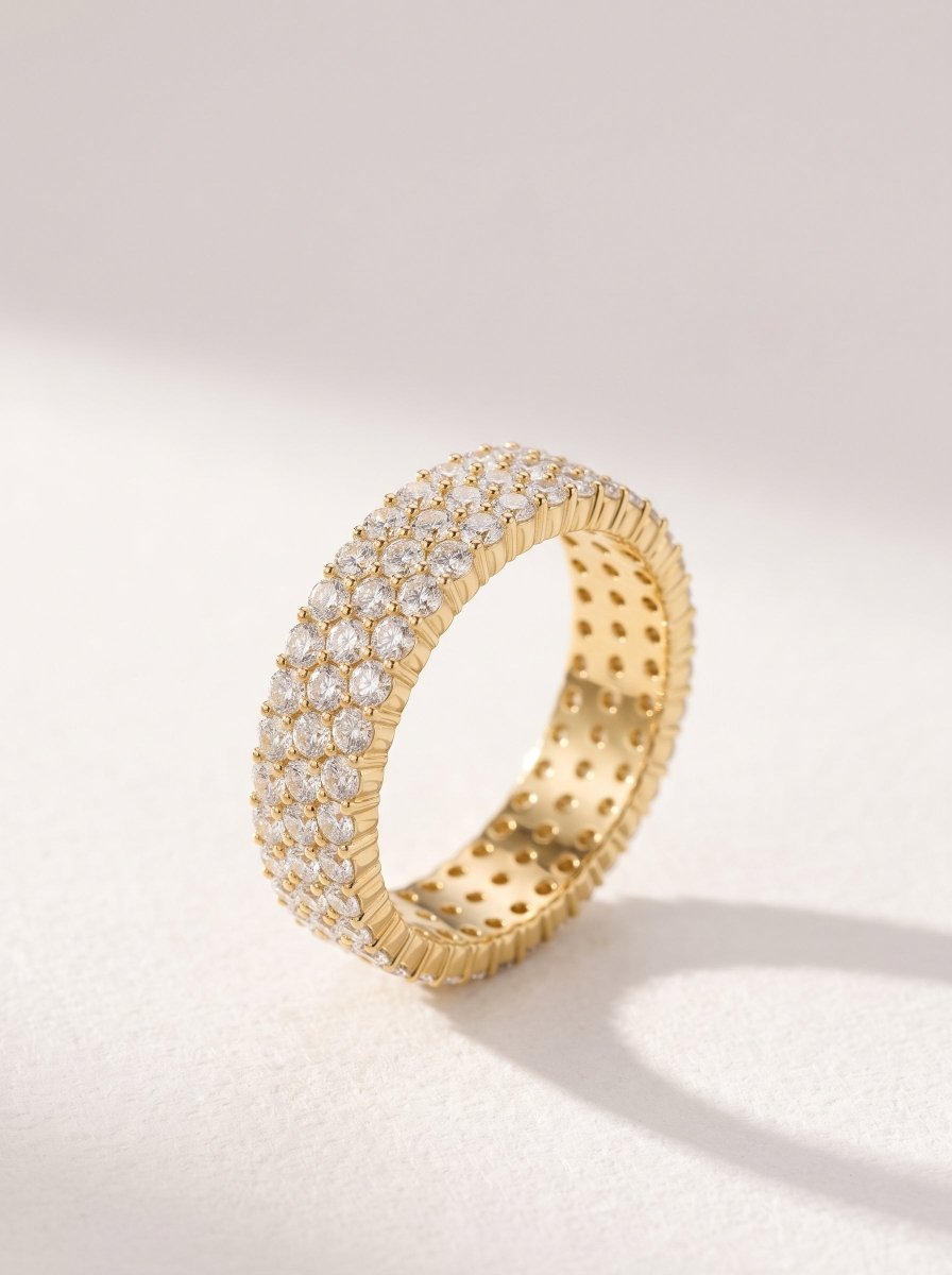Triple Row Pavé Lab Diamond Eternity Band in 14K Gold - SOVATS