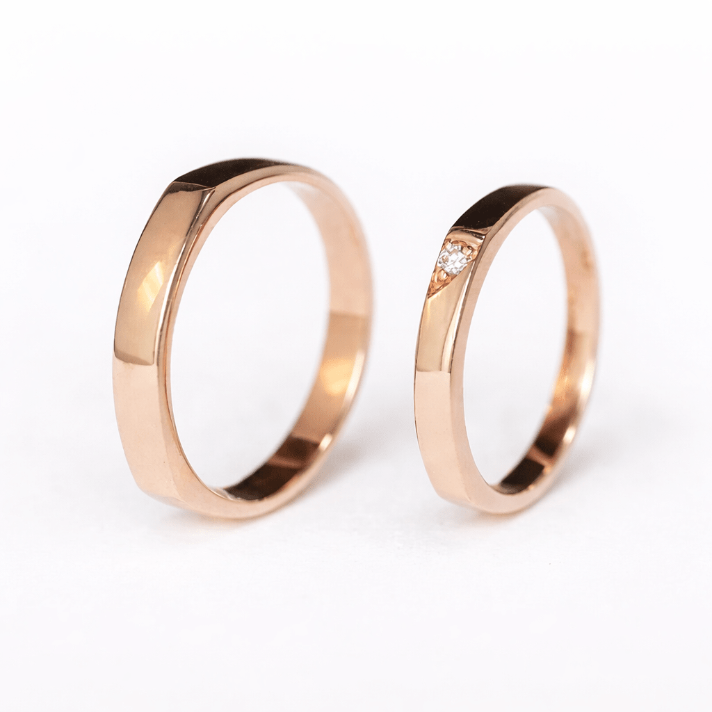 Wedding Diamond Gold Ring Set Kira - SOVATS