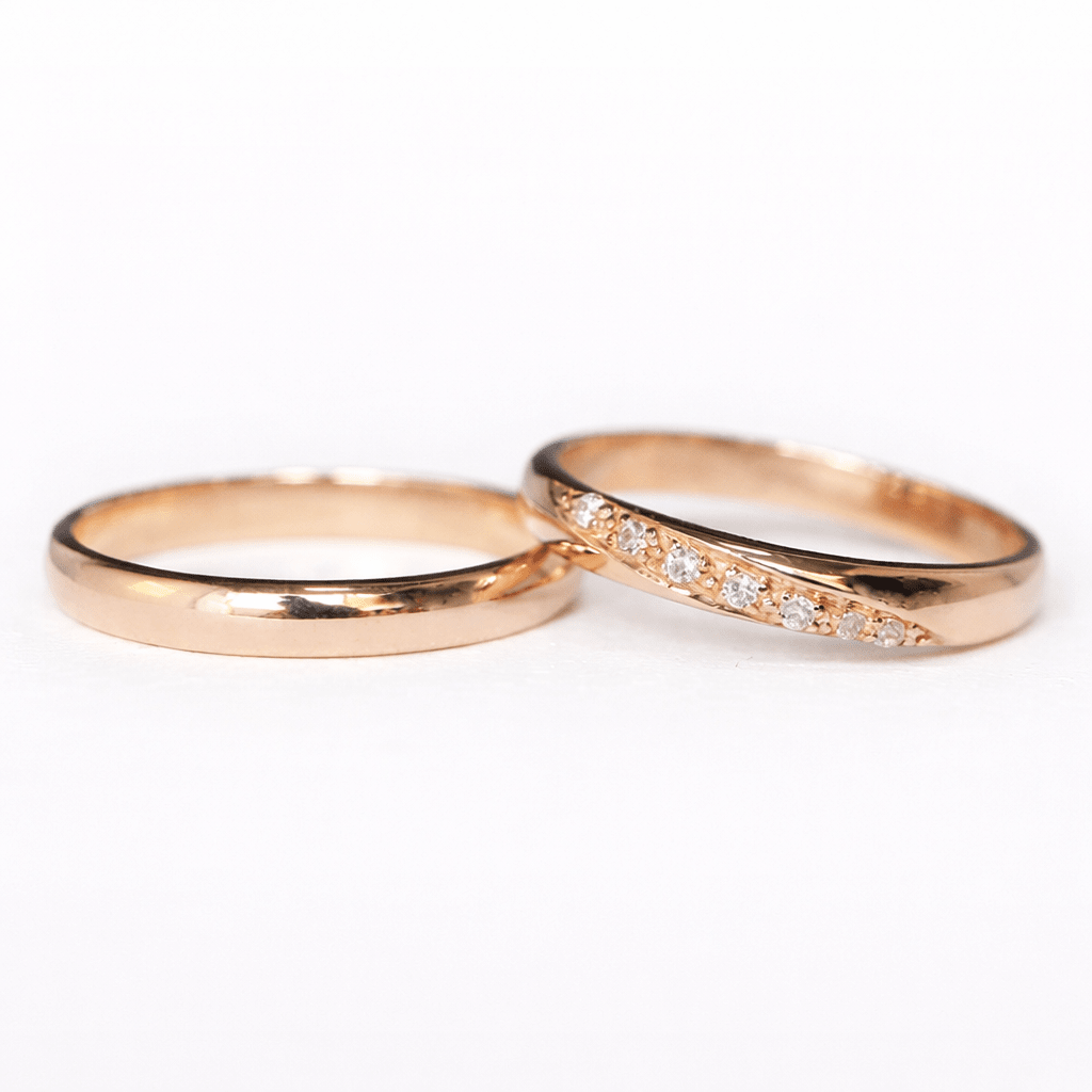 Wedding Diamond Gold Ring Set Rosa - SOVATS