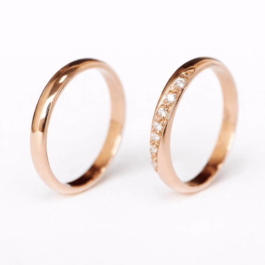 Wedding Diamond Gold Ring Set Rosa - SOVATS
