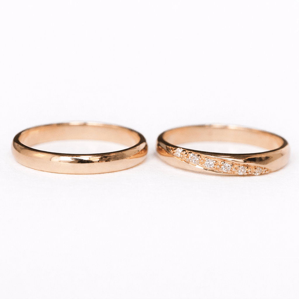 Wedding Diamond Gold Ring Set Rosa - SOVATS