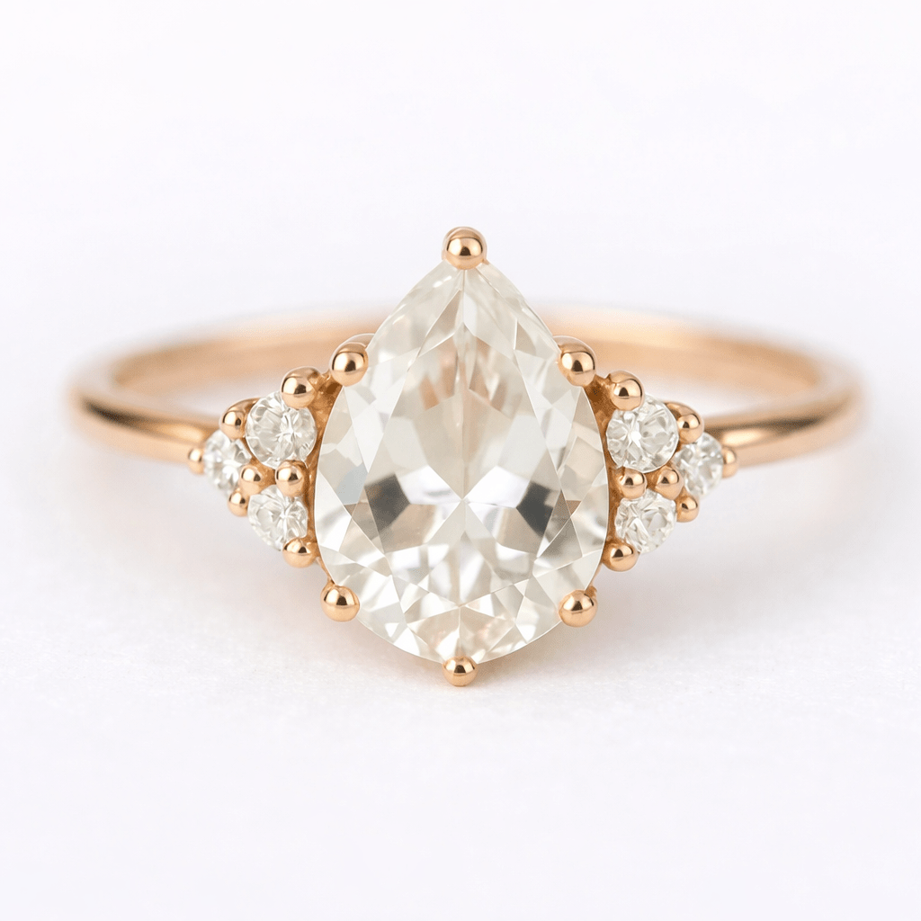 White Topaz Diamond Gold Ring Chandra - SOVATS