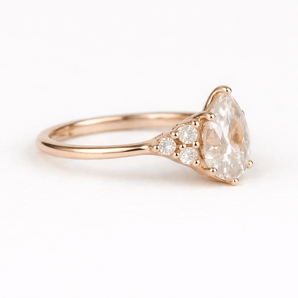 White Topaz Diamond Gold Ring Chandra - SOVATS