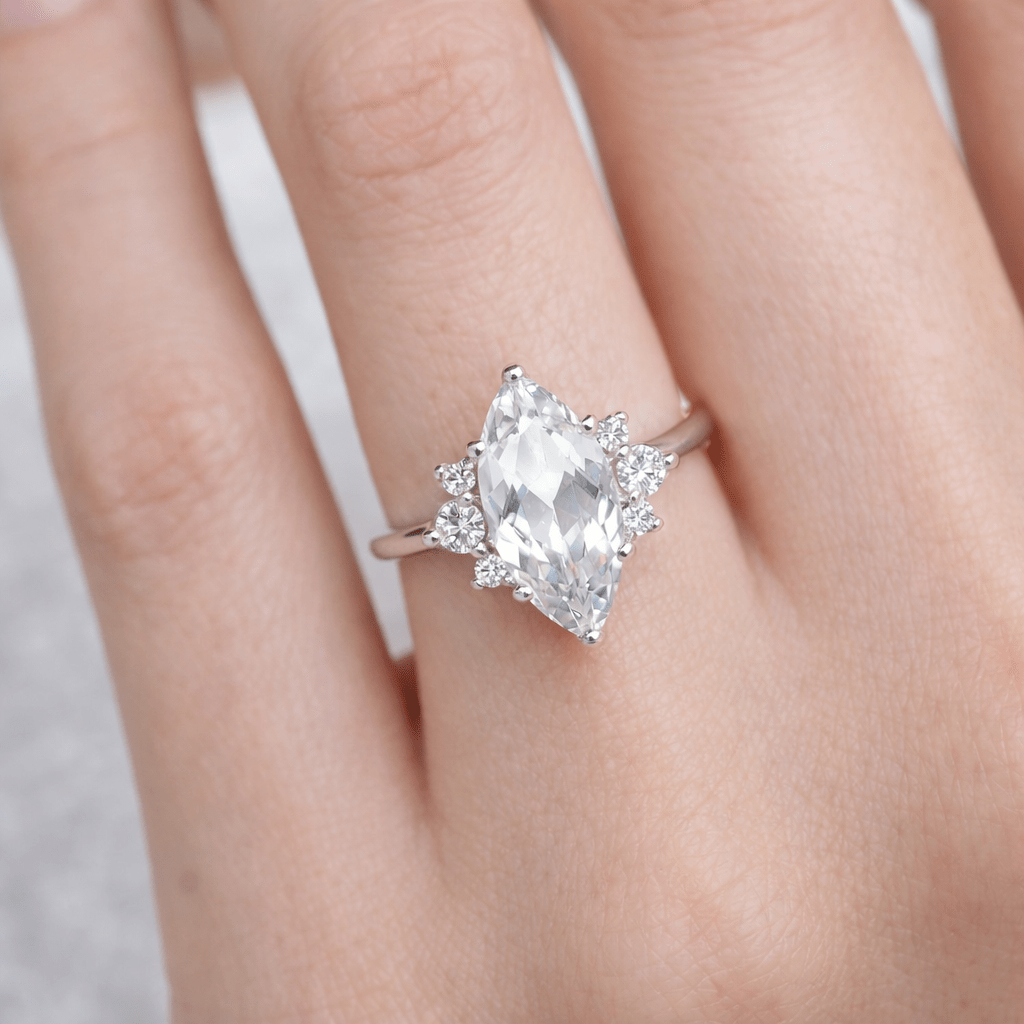 White Topaz Diamond Ring Ayda - SOVATS