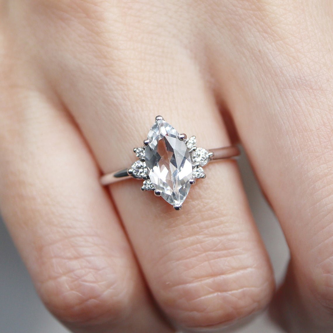 White Topaz Diamond Ring Ayda - SOVATS