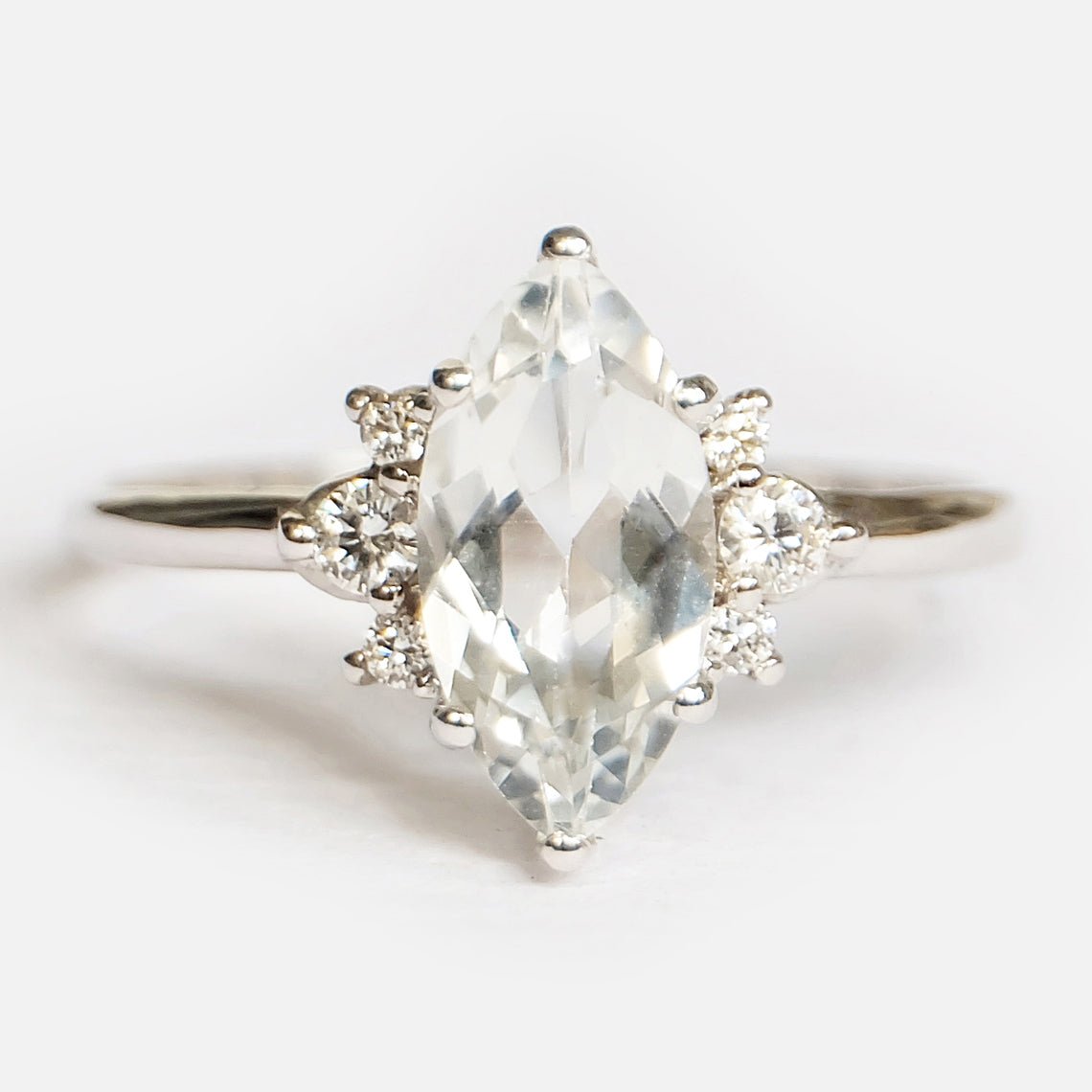 White Topaz Diamond Ring Ayda - SOVATS