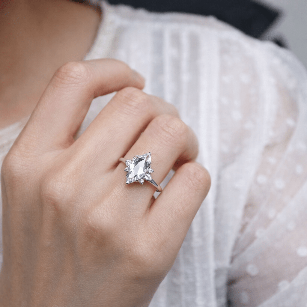 White Topaz Diamond Ring Ayda - SOVATS