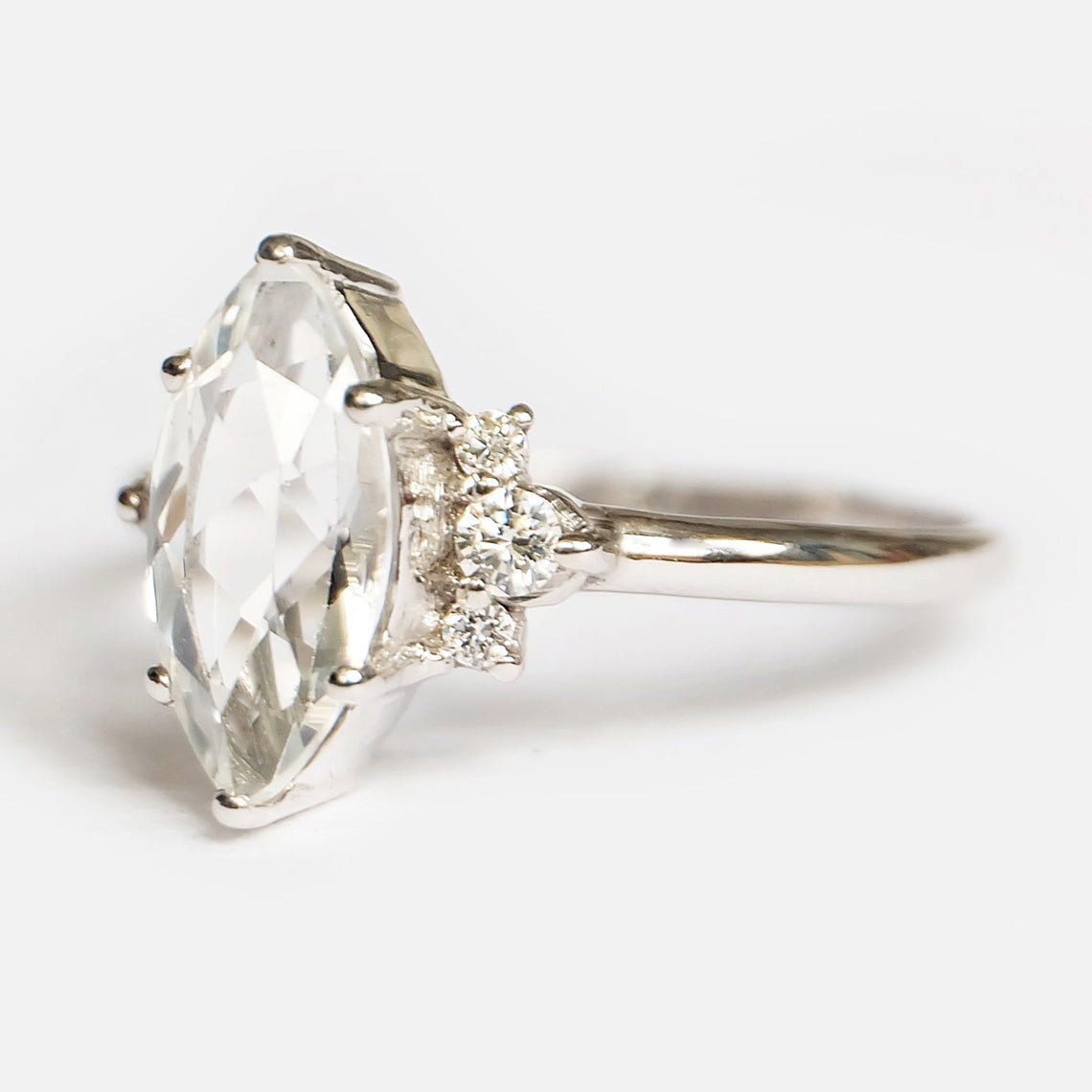 White Topaz Diamond Ring Ayda - SOVATS