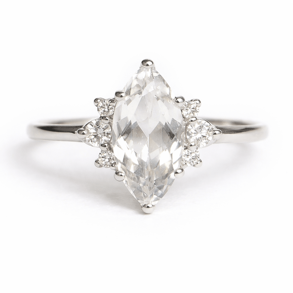 White Topaz Diamond Ring Ayda - SOVATS