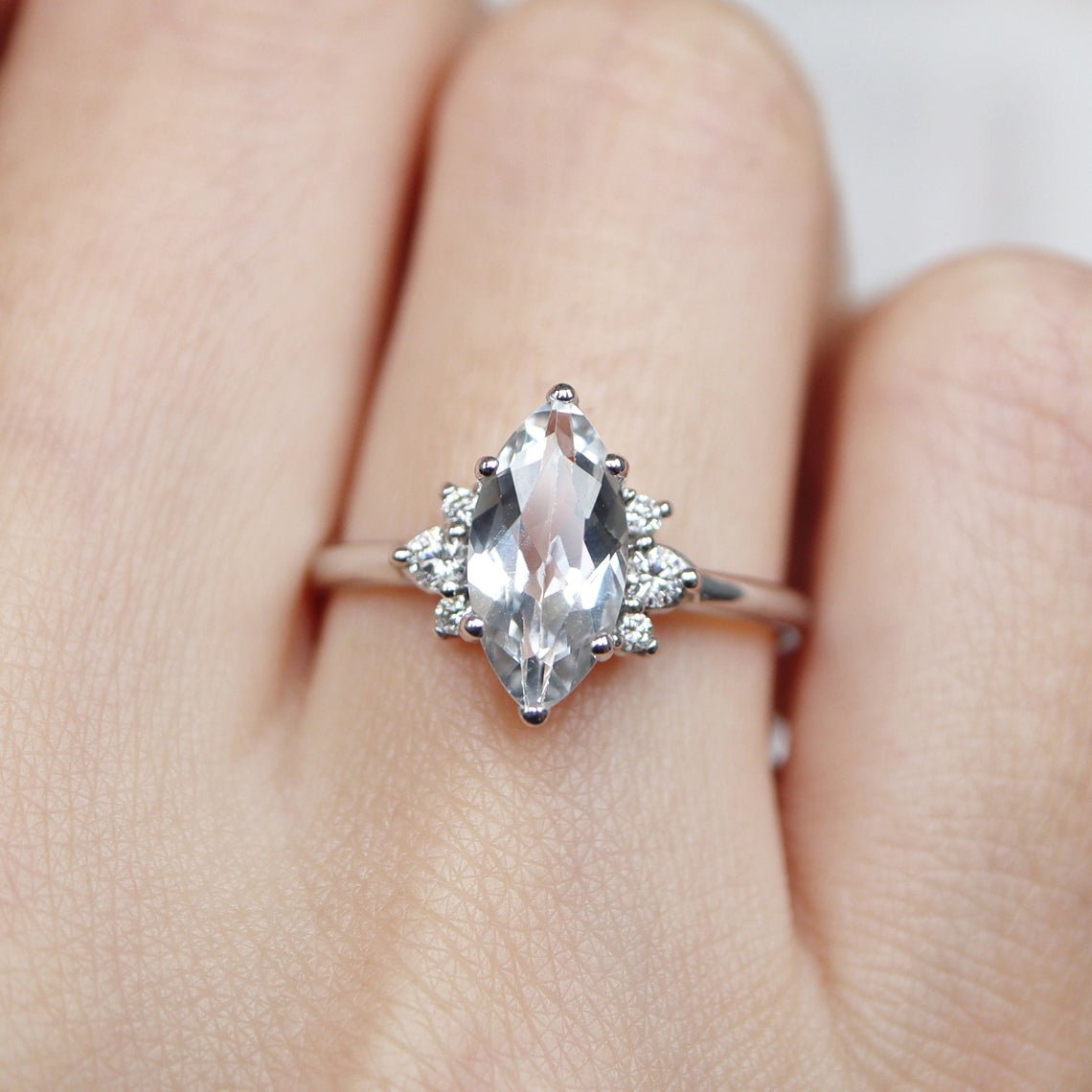 White Topaz Diamond Ring Ayda - SOVATS