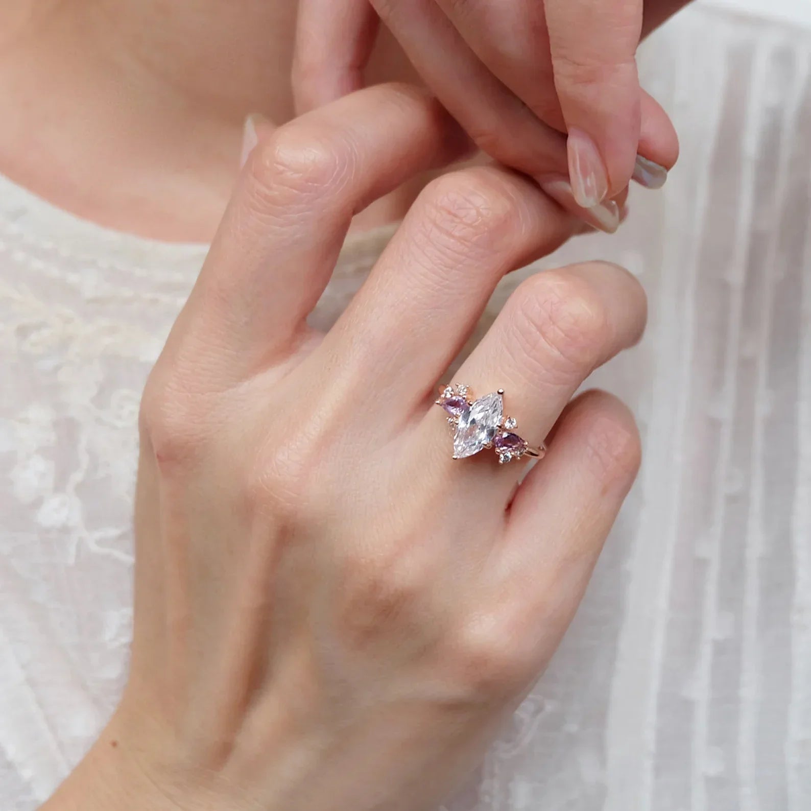 White Topaz Engagement Ring Leila - SOVATS