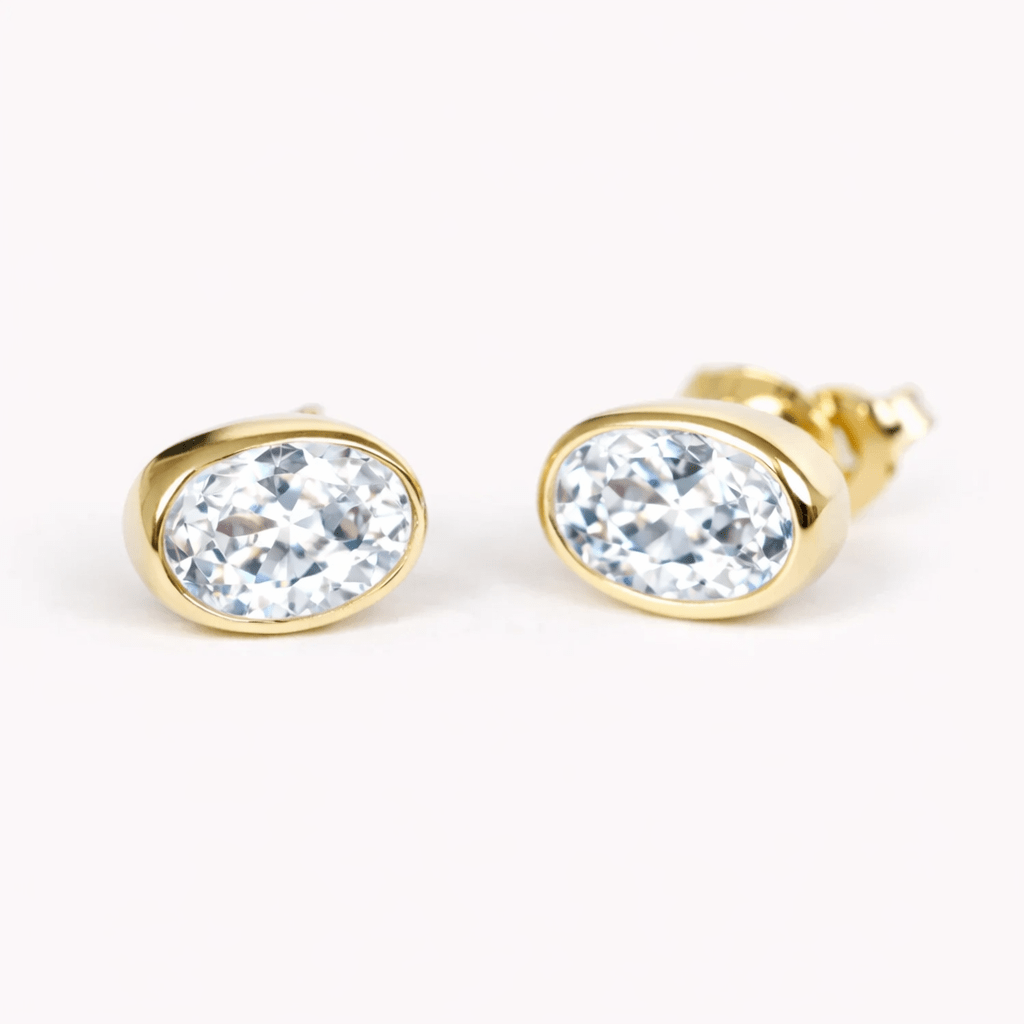 White Topaz Gold Earrings Nina - SOVATS