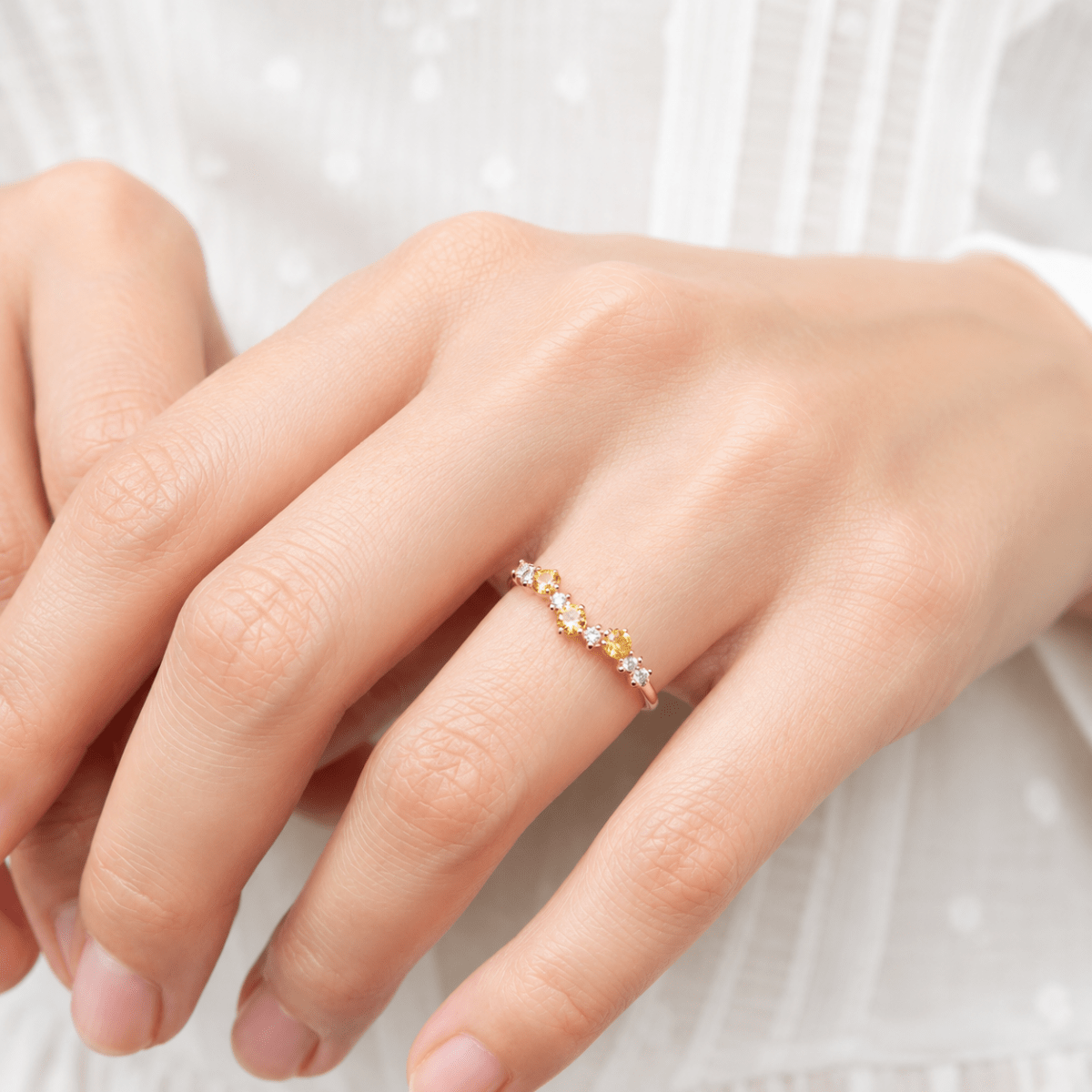 Yellow Sapphire White Topaz Gold Ring Taliyah - SOVATS