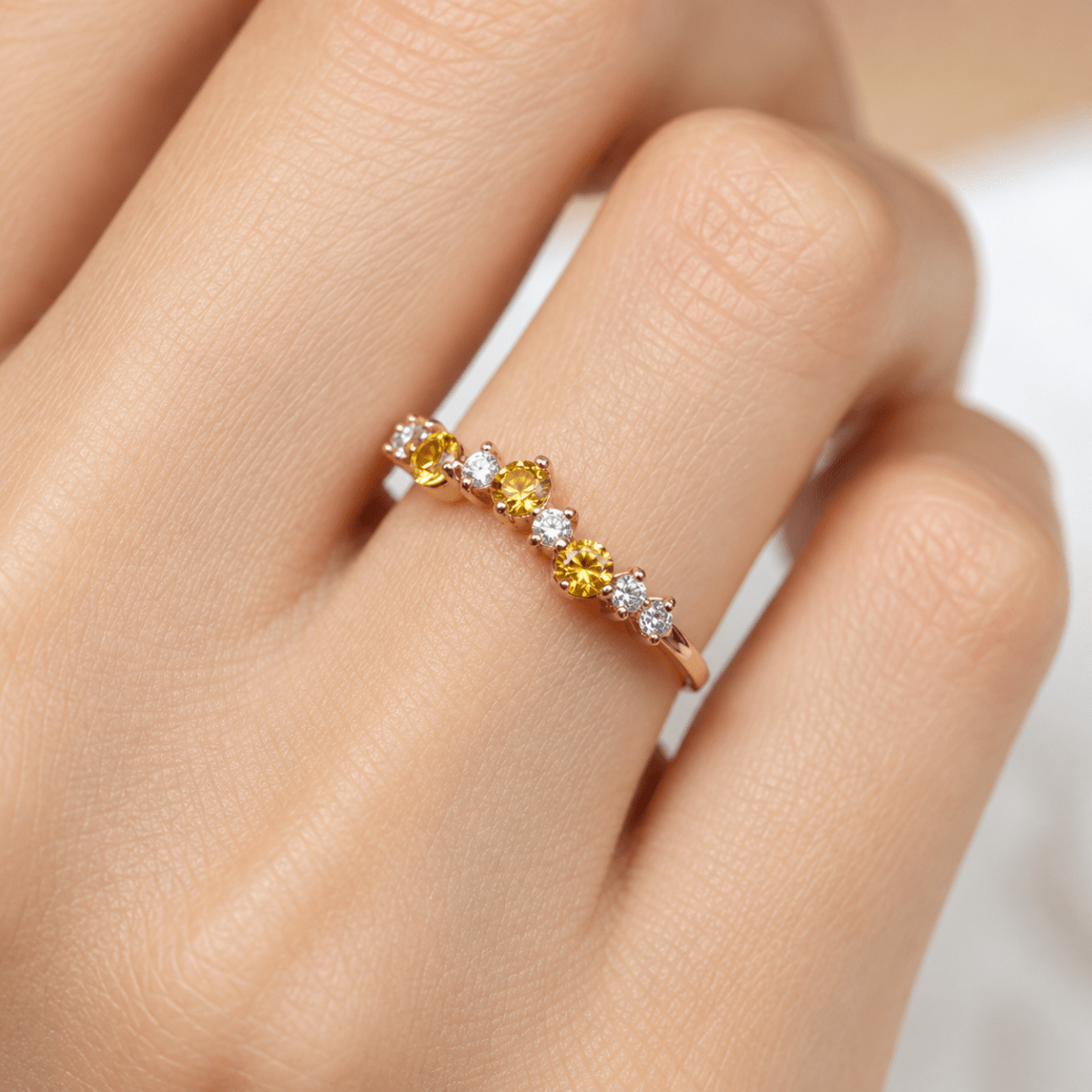 Yellow Sapphire White Topaz Gold Ring Taliyah - SOVATS