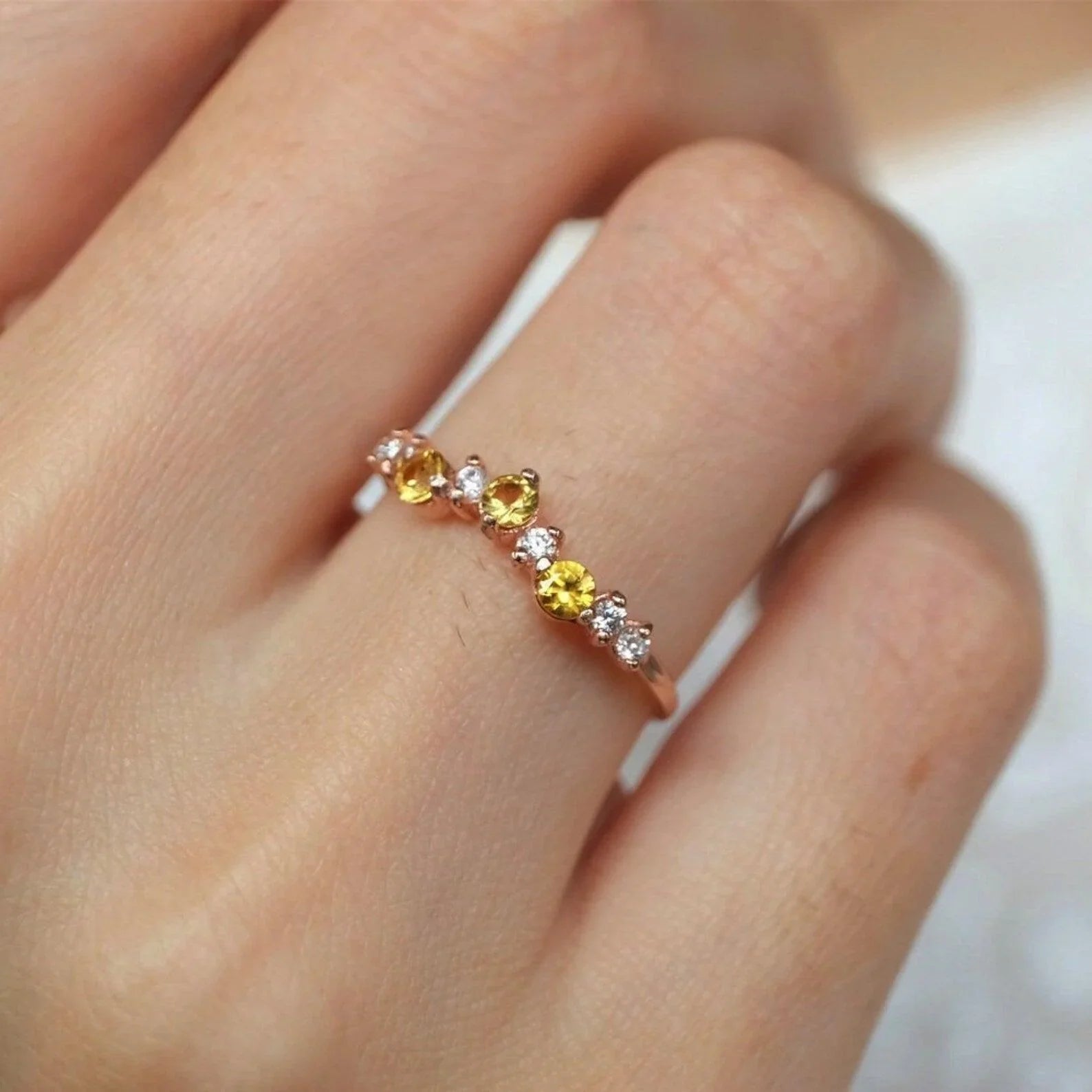 Yellow Sapphire White Topaz Ring Taliyah - SOVATS
