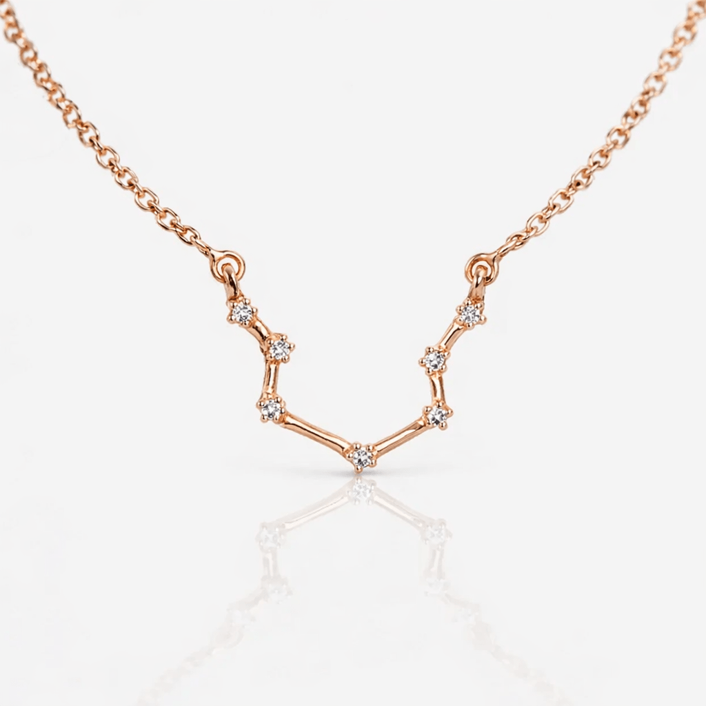 Zodiac Diamond Gold Necklace Aquarius - SOVATS