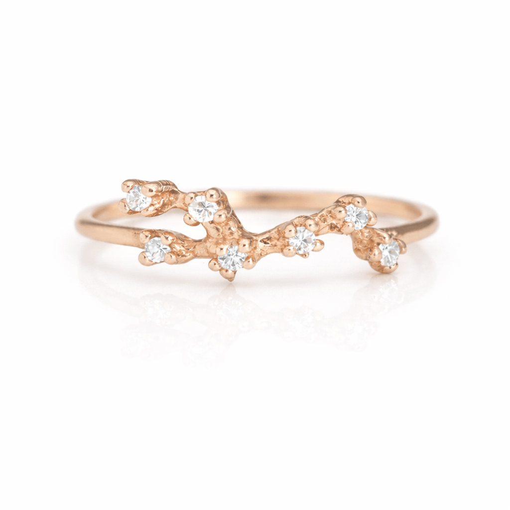 Zodiac Diamond Gold Ring Aquarius - SOVATS